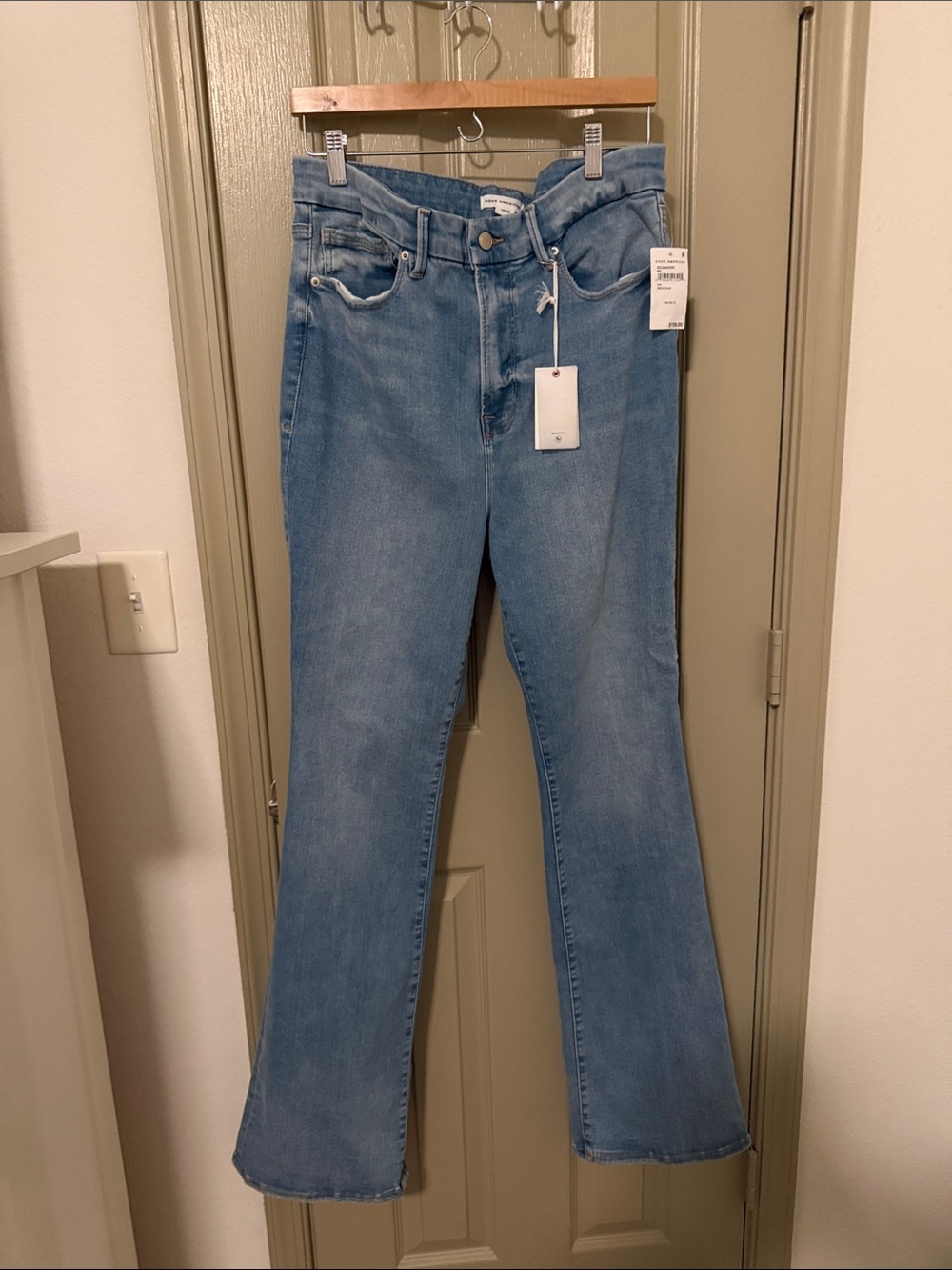 Good American Light Blue High-Rise Flare Jeans
